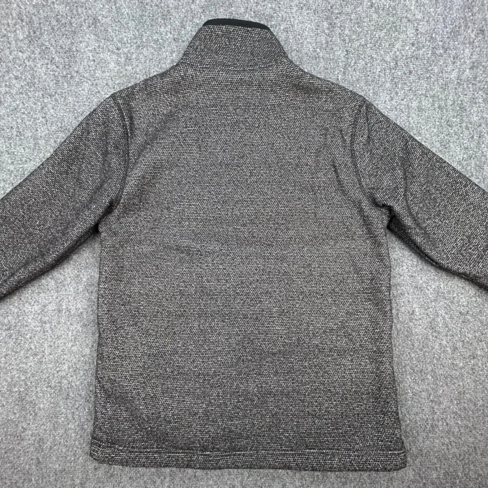 ORVIS Sherpa Lined Quarter Zip Pullover Heavy Sweater Men M Gray Scallop Pattern